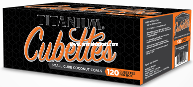 Titanium Natural Cubette Coconut Hookah Charcoal 120 Pcs