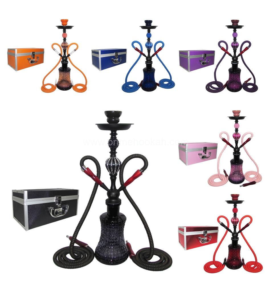 Tanya Smoke Series 21 Justice 2 Hose Hookah Set With 14 Colored Carrying  Case